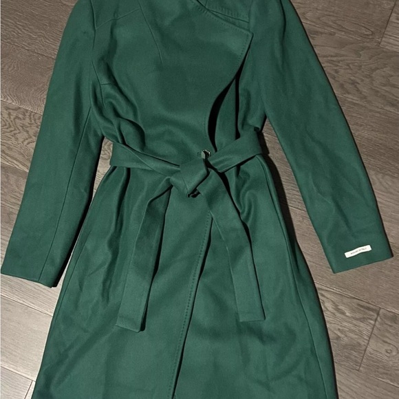 Ted Baker Women Green Cashmere Blend Long Wrap Coat Size 8 - Picture 1 of 5